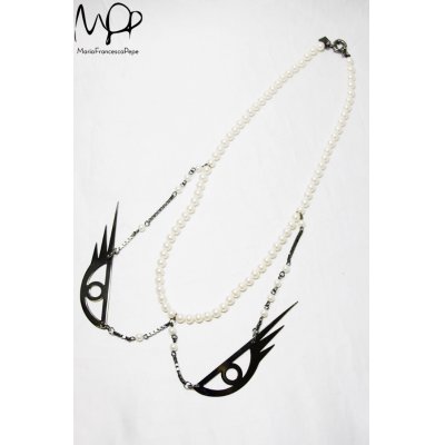 画像1: Sale50%off 【Maria Francesca Pepe】 "EYE"チャーム装飾パールネックレス