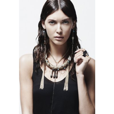 画像4: Sale50%off 【Maria Francesca Pepe】 クロス×ターコイズ 装飾ロングピアス