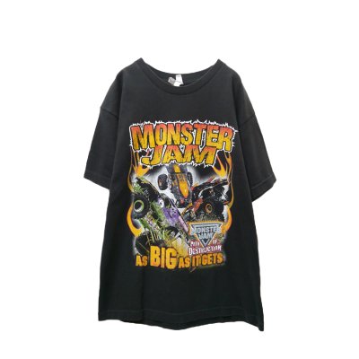 画像1:  ▲ USED ▲ "MONSTER JAM" レーシングプリントTシャツ