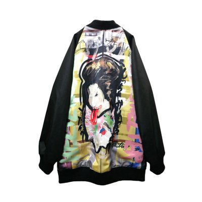 画像2:  Sale 【ZIG UR IDOL】 "ELDER SKELTER" グラフィックブルゾン / ブラックリブ