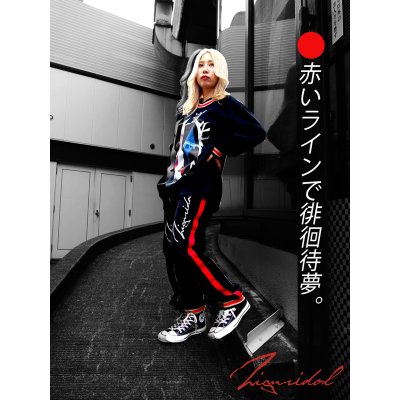 画像7: 【ZIG UR IDOL】 サイドラインスウェットパンツ / ブラック × レッド