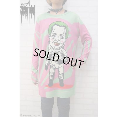 画像1: Sale30%off【野性爆弾・くっきー × ZIG UR IDOL】 "カミカゼクニコ" フルプリントニット