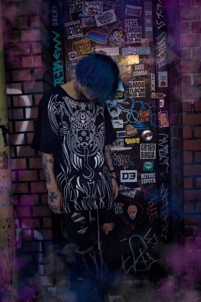 画像6: Sale30%off【FAR★STAR】 ピンストライプ変形ビッグカットソー / ブラック (6)