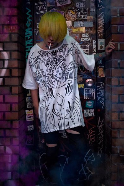 画像6: Sale30%off【FAR★STAR】 ピンストライプ変形ビッグカットソー / ホワイト  (6)