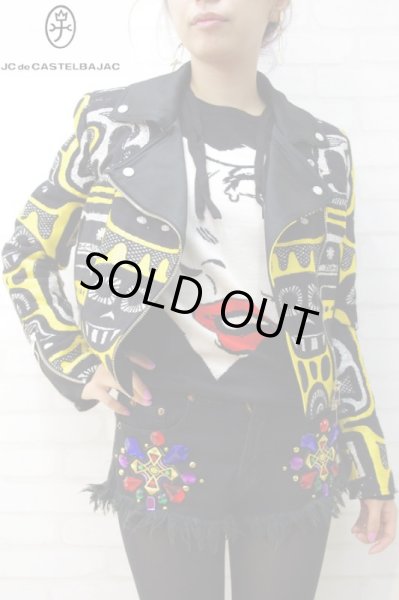 画像4: Sale80%off 【JC de CASTELBAJAC】 FACE柄ダブルライダースジャケット (4)
