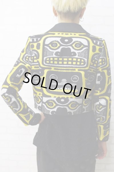 画像2: Sale80%off 【JC de CASTELBAJAC】 FACE柄ダブルライダースジャケット (2)