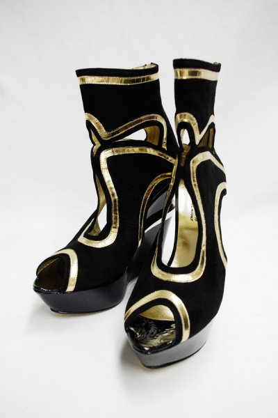 画像6: Sale90%off 【Tanja S London】 ゴールドラインプラットフォームシューズ / ブラック (6)