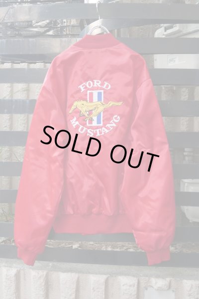 画像2: ▲USED▲ "MUSTANG" 刺繍ナイロンブルゾン / レッド (2)