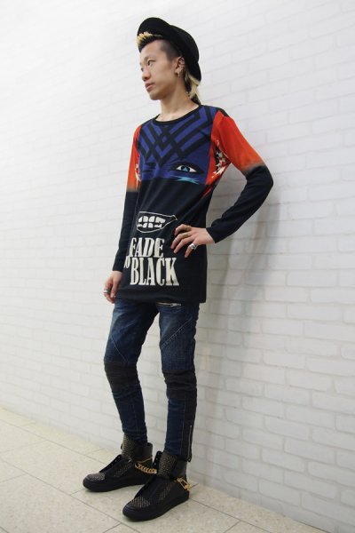 画像4:  【ZIG UR IDOL】 "FADE TO BLACK" フルプリントニットトップス (4)