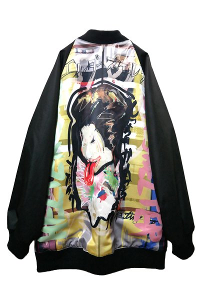 画像2:  Sale 【ZIG UR IDOL】 "ELDER SKELTER" グラフィックブルゾン / ブラックリブ (2)