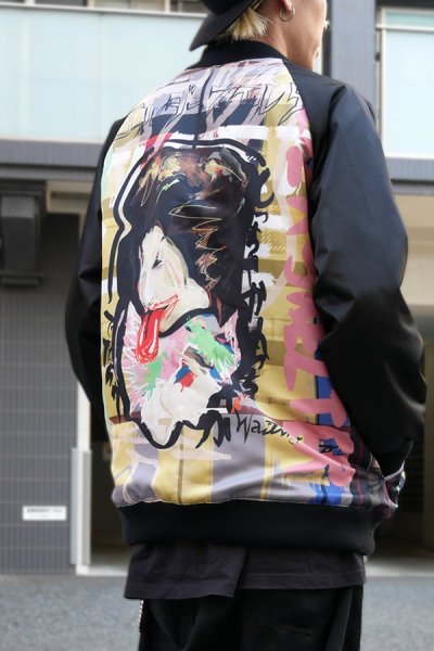画像4:  Sale 【ZIG UR IDOL】 "ELDER SKELTER" グラフィックブルゾン / ブラックリブ (4)