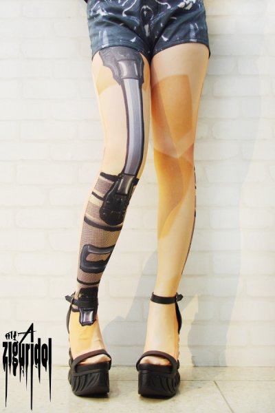 画像1: Sale30%off【ZIG UR IDOL】  "SKIN WORK" フルプリントタイツ (1)