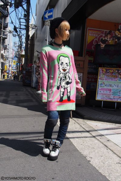 画像9: Sale50％off【野性爆弾・くっきー × ZIG UR IDOL】 "カミカゼクニコ" フルプリントニット (9)